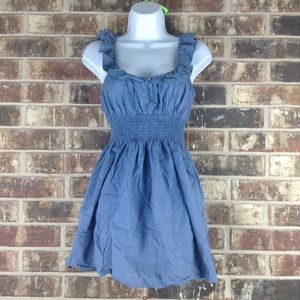 Heritage 1981 Blue Ruffled Neckline Empire Dress M